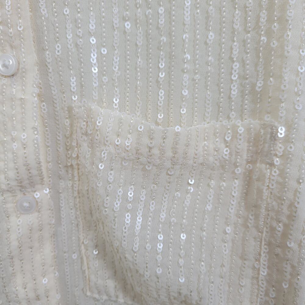 Anthropologie The Remie Sequin Buttondown Long Sleeve Shirt Size 1X 2826-1277 - Picture 3 of 8